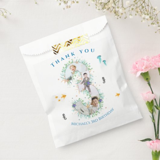 Grote 3e foto-collage Birthday onder het Zee Bedankzakje (Gezegeld)