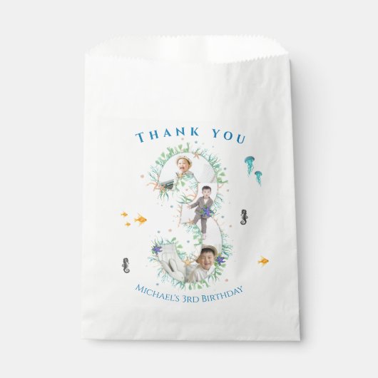 Grote 3e foto-collage Birthday onder het Zee Bedankzakje (Voorkant)