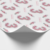 Grote 3e verjaardag groene olievlek roze bloemen cadeaupapier (Hoek)