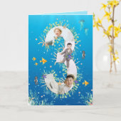 Grote 3e verjaardag onder het Zee Foto Collage Kaart (Gele Bloem)