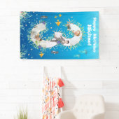 Grote 3e verjaardag onder het Zee Foto Collage Spandoek (Insitu)