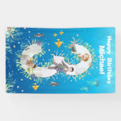 Grote 3e verjaardag onder het Zee Foto Collage Spandoek (Horizontaal)