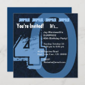 Grote 40e verjaardag van Blauwe F003 Kaart (Voorkant / Achterkant)