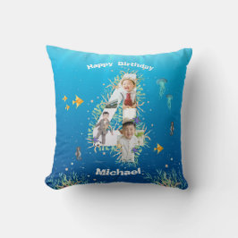 Grote 4-de-verjaardag fotocollage onder het Zee Kussen