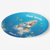 Grote 4-de-verjaardag fotocollage onder het Zee Papieren Bordje (Gekanteld)