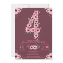 Grote 4-jarige verjaardag Roze bloemen meisje groe