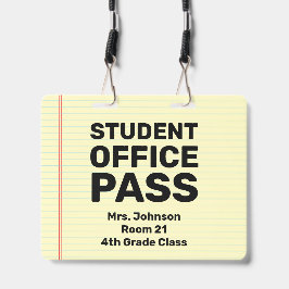 Grote 4x5 student officepas klaskoord badge