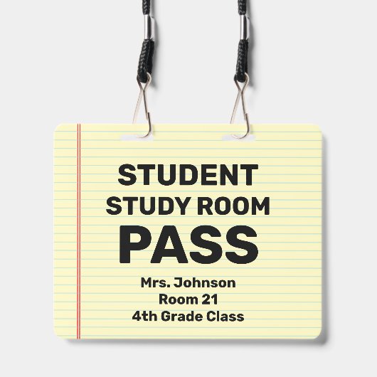 Grote 4x5 student studeerkamer pas lanyard badge (Voorzijde met lanyard)