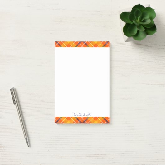 Grote 4x6 op maat gemaakte herfst oranje gingham r post-it® notes (Kantoor)