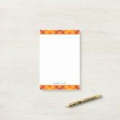 Grote 4x6 op maat gemaakte herfst oranje gingham r post-it® notes (Op bureau)