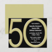 Grote 5-0 gouden feestuitnodigingen kaart (Voorkant / Achterkant)