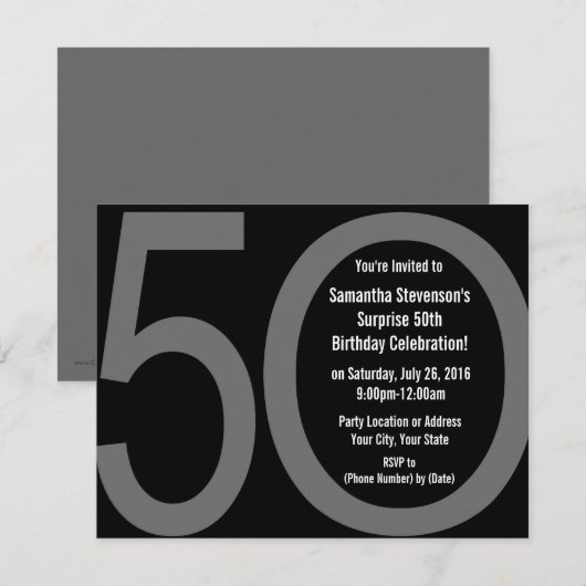 Grote 5-0 uitnodigingen voor verjaardagsfeestjes (Voorkant / Achterkant)