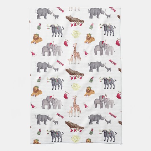 Grote 5 Afrikaanse kerstdieren Theedoek (Verticaal)
