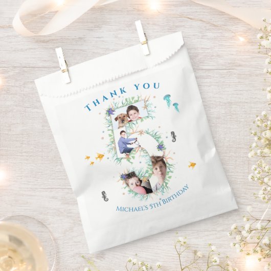 Grote 5e foto-collage Birthday onder het Zee Bedankzakje (Geknipt)