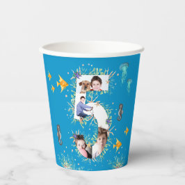 Grote 5e foto onder het Zee Birthday Foto Collage Papieren Bekers