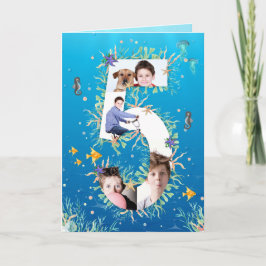 Grote 5e verjaardag onder het Zee Foto Collage Kaart
