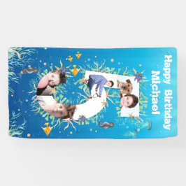 Grote 5e verjaardag onder het Zee Foto Collage Spandoek