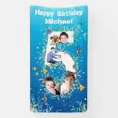 Grote 5e verjaardag onder het Zee Foto Collage Spandoek (Verticaal)