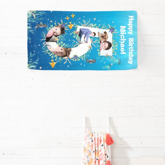Grote 5e verjaardag onder het Zee Foto Collage Spandoek (Insitu)