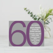 Grote 6-0 feestuitnodigingen, grijs/Paarse Kaart (Staand voorkant)