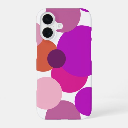 Grote 70s stippen in paars iPhone 16 hoesje (Achterkant)