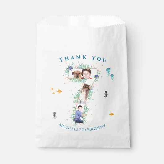 Grote 7e foto-collage Birthday onder het Zee Bedankzakje (Voorkant)