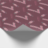 Grote 7e-meisje Roze bloemen Groene olievlek Cadeaupapier (Hoek)