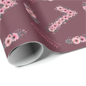 Grote 7e-meisje Roze bloemen Groene olievlek Cadeaupapier (Rol Hoek)