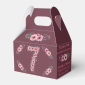 Grote 7e verjaardag Roze bloemen meisje Groene oli Bedankdoosjes (Voorkant Zijde)