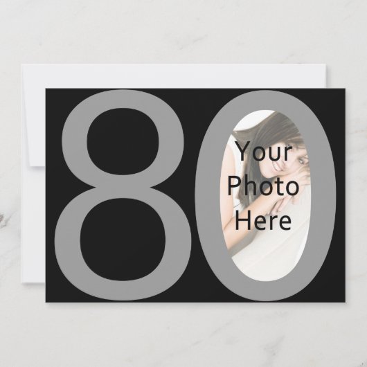 Grote 8-0 foto verjaardagsfeestuitnodigingen kaart (Voorkant)