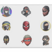 Grote 8"x 8"Custom-Cut Vinyl Stickers, 9pcs, ninja Sticker (Voorkant)