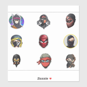 Grote 8"x 8"Custom-Cut Vinyl Stickers, 9pcs, ninja Sticker