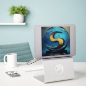 Grote 8 x 8 inch vinylstickers op maat sticker (Laptop op bureau)