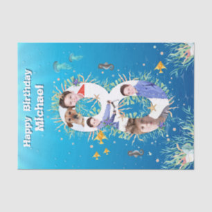 Grote 8e foto onder het Zee Birthday Photo Collage Tissuepapier