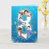 Grote 8e verjaardag onder het Zee Foto Collage Kaart (Gele Bloem)