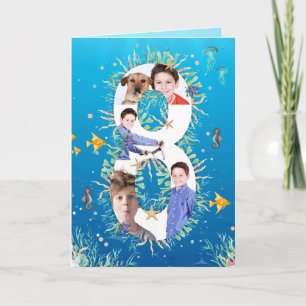 Grote 8e verjaardag onder het Zee Foto Collage Kaart