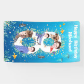 Grote 8e verjaardag onder het Zee Foto Collage Spandoek (Horizontaal)
