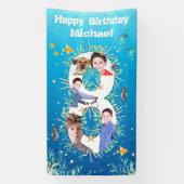 Grote 8e verjaardag onder het Zee Foto Collage Spandoek (Verticaal)