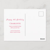 Grote 8e verjaardag Roze Bloemen Meisje Groen Loof Briefkaart (Achterkant)