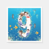 Grote 9e verjaardag onder het Zee Foto Collage Servet (Voorkant)