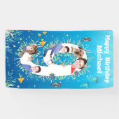 Grote 9e verjaardag onder het Zee Foto Collage Spandoek (Horizontaal)