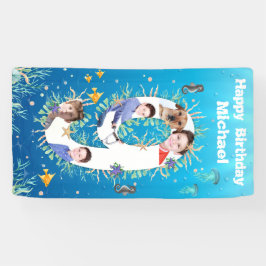 Grote 9e verjaardag onder het Zee Foto Collage Spandoek