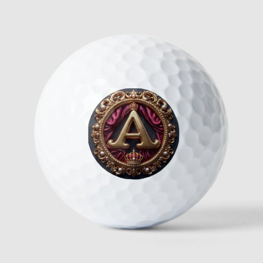 Grote A-monogram op rode fluweel Golfballen (Voorkant)