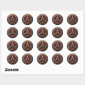 Grote A-monogram op rode fluweel Ronde Sticker (Vel)