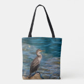 Grote aalscholver op de rotsen tote bag (Achterkant)