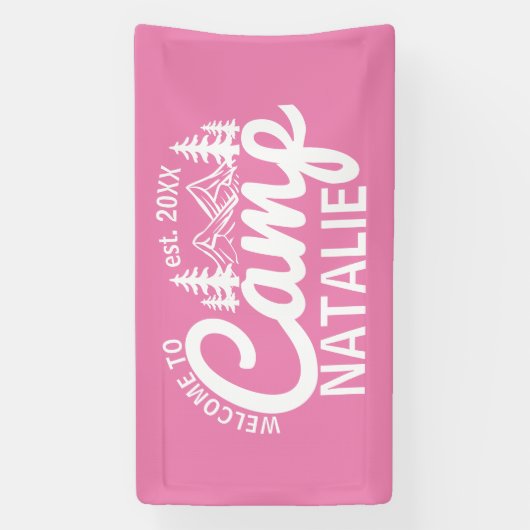 Grote Aangepaste Camp Bachelorette Party Cool Welk Spandoek (Verticaal)