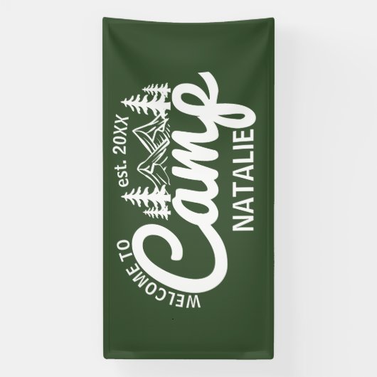 Grote Aangepaste Camp Bachelorette Party Cool Welk Spandoek (Verticaal)