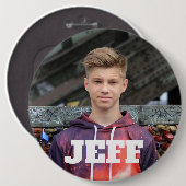 Grote aangepaste fotoknop met naam ronde button 6,0 cm (Voorkant /achterkant)