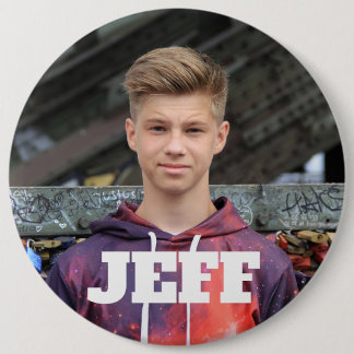 Grote aangepaste fotoknop met naam ronde button 6,0 cm