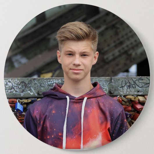 Grote aangepaste fotoknop ronde button 6,0 cm (Voorkant)